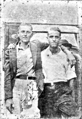 Elwood Toler (left) with his cousin Fred Jones (right)